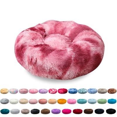 China Travel Donut Dog Bed Long Soft Warm Plush Pet Cushion For Large Cat Sleeping Bag Calming Bed Washable Pet Sofa Mat Samll Kennel Cat Sleeping Bag for sale