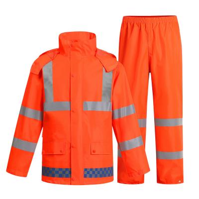 China Manga larga con reflejo de seguridad ropa de lluvia impermeable respirable Hi Vis equipo de lluvia en venta