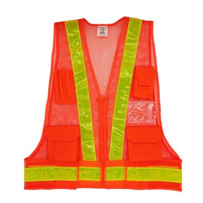 China Vestidos de seguridad con reflejo naranja Construcción Vestido de alta visibilidad Cerradura de cremallera en venta