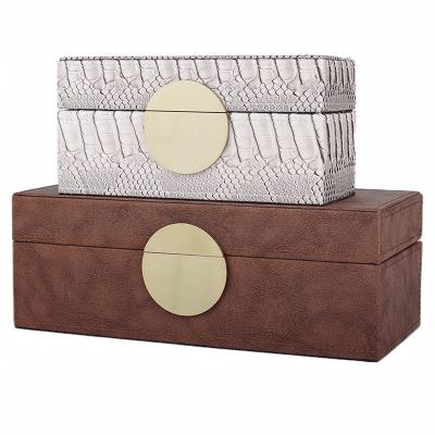 China High End Wholesale Hot Sale Home Decor PU Leather Wooden Decorative Box for sale