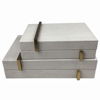 China High End Ready To Ship Modern Home Luxury Leather Craft Storage Accessories Decor Decorative Boxes for sale