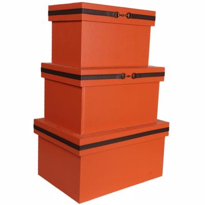 China New Pattern High-end Chinese Wholesale Leather Room Storage Box Orange Cloakroom Soft Home Decoration for sale