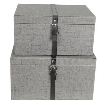 China High End Wholesale Modern Home Supplies Decoration Leather Outdoor Storage Box Wooden Organizer With Lid for sale