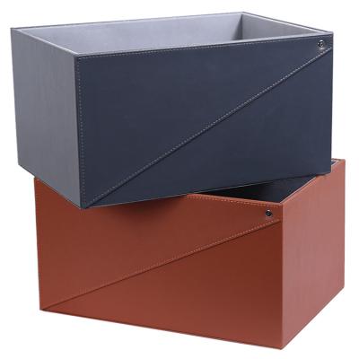 China Wholesale High-end Office Supplies Decorative Office Supplies Leather Household Supplies Storage Box for sale