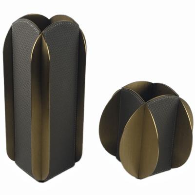 China High end Ready to ship Nordic style wholesale minimalist decoration vases custom decorative leather vase for home decor for sale