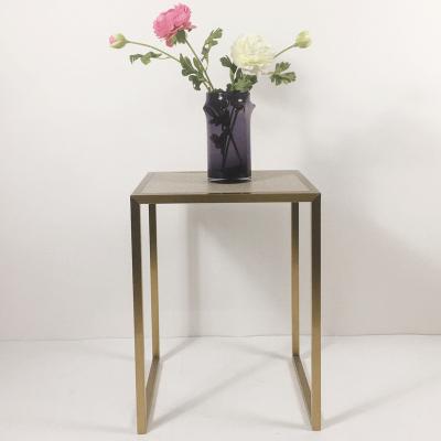 China Customized Nordic Square Metal Style High Survey Leather Side Table Modern Cafe Side Table For Home Decorations for sale