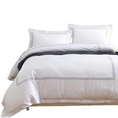 China Non-Toxic Five Star Luxury Cotton Hotel Sheets White White Bed Linen for sale