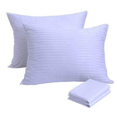 China 100% Cotton Yarn Hotel Pillow Case White Bed Woven Anti-Static Single Dyed Pillow Cover for sale