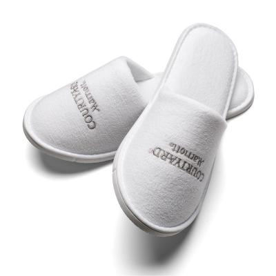 China Custom Logo Luxury Coral Velor Hotel Disposable Slipper Hotel Wholesale Disposable Slippers for sale