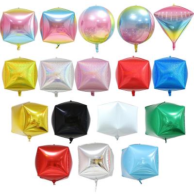 China Promotional Cube Toy Cymylar 24inch Laser Shape Foil 4D Balloons Glitter Diamond Shaped Wedding Birthday Party Decor for sale