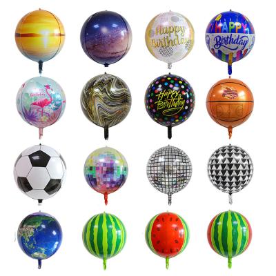 China Custom Promotional Wholesale Toy Printing 22 inch 3d 4D Round Party Aluminum Foil Helium Balloons Birthday DecorationBalloons for sale