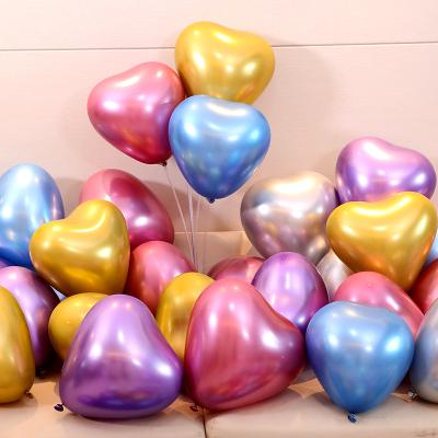 China Party Decoration Metal Heart Balloons Party Wedding Decoration 50pcs Gold Chrome Latex Balloons 10 Inch 2.2g Air Helium Hot Selling Natural Gas for sale