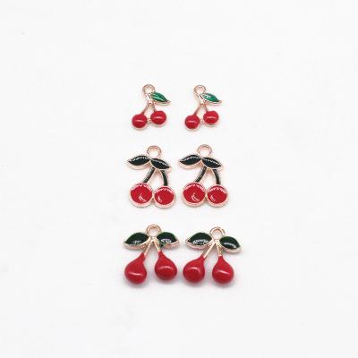 China Zinc Alloy DIY Handmade Cherry Oil Drip Jewelry Accessories Bracelet Charm for sale