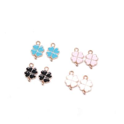 China Zinc Alloy Four Leaf Clover DIY Handmade Oil Drip Jewelry Accessories Bracelet Charm for sale