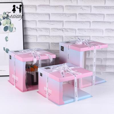 China Handmade Hot Selling Zexwrap Cake Box Birthday Wedding Christmas Party High Translucent Cake Box for sale