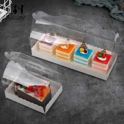 China Small Zexwrap Handmade Hot Selling Pastry Baking Box Transparent Portable PET Towel Roll Cake Box Log Packing Box for sale