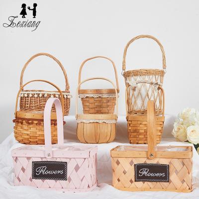 China Idyllic Wisteria Basket Artificial Flower Creativity China Zexiang Style Flower Basket Hanging Portable Box for sale