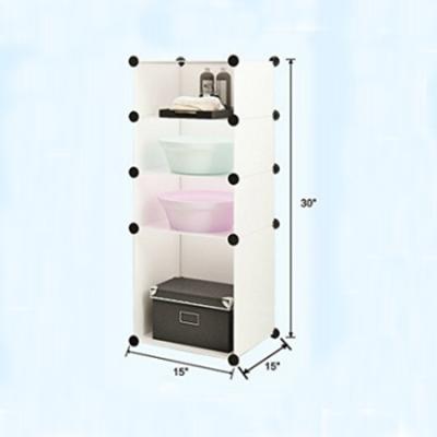 China Wardrobe 4 Grid Cube Pure White Plastic Clothes Plastic Wardrobe Storage Box Baby Wardrobe for sale