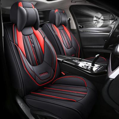 China Business / Luxury Full Set Universal Fitted Black PVC Car Seat Cover Red Leather Manufacturer for sale