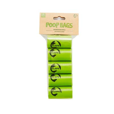 China Viable Environmental Degradable Disposable Dog Cat Poop Bags Pet Waste Sack Set of 5 Pieces for sale