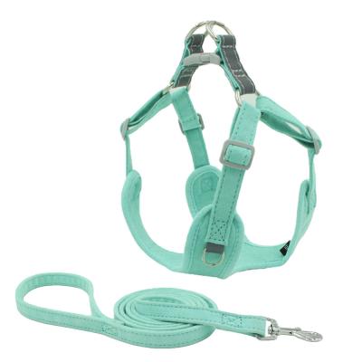 China 2021 Hot Selling Dogs Border Reflective Cat Leash Solid Color Suede Pet Reflective Leash Strap Chest Vest for sale