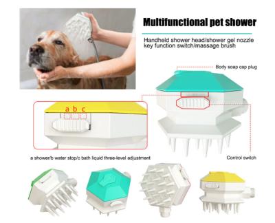 China Top Selling Viable Comb Grooming Bath Brush Pet Shower For Dogs Comb Cleaning Brush Spout Pet Shower Brush for sale