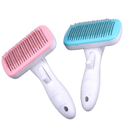 China New Cat Comb Fade Hair Dog Comb One Button Hair Beauty Needle Stocked Floating Comb for sale