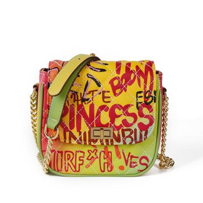 China Colorful Graffiti Cross Hot Sale Fashion Ladies Small - Body Bags Handbags Women for sale