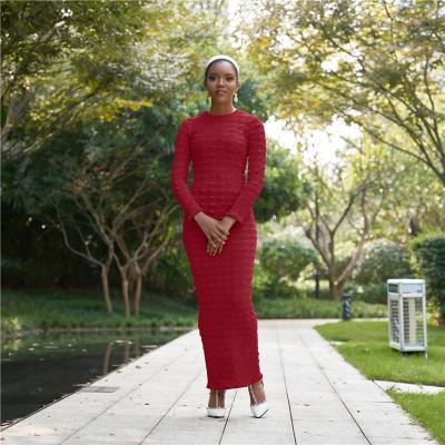 China Factory Lowest Price Plain Elastic Long Sleeve Big Long Dress S/M/L/XL/XXL African Dress S/M/L/XL/XXL for sale