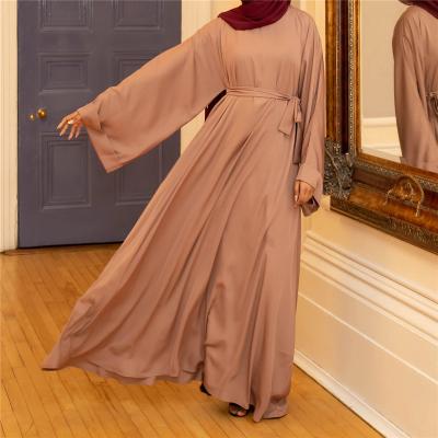 China Wholesale Polyester Dubai New Turkey Arab Dress In Pakistan Karachi Solid Long Sleeve Long Closed Islamic Abaya Dress for sale