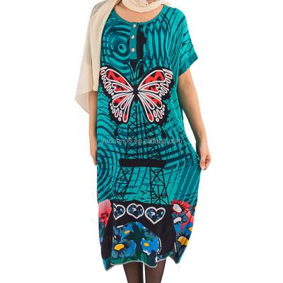 China Air PRINT Custom Collar Butterfly Short Sleeve Dress For Islamic Dress for sale