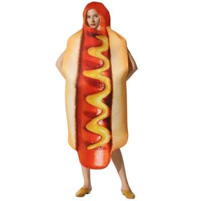 China Disfraz Unisex Funny Holiday Food Hot Dog Mascot CostumeFootlong Hot Dog Sausage Bun Disfraz For Halloween Visual for sale