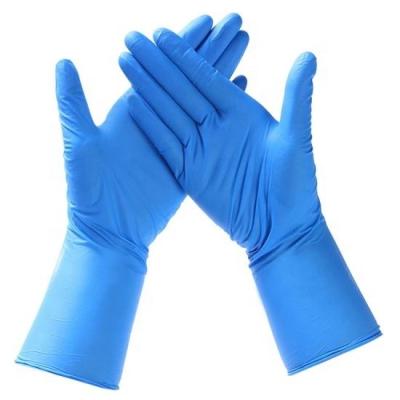 China Daliy Life High Quality 12inch Powder Free Blue Nitrile Gloves Cleaning Hand Beauty Tattoo Salon Kitchen Gloves for sale