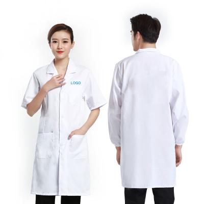 China Customized LOGO food factory lab dress beauty salon work clothes dentist normal white lab uniform coat for sale