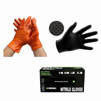 China Black Nitrile Mechanical Repair Machine Powder Free 8mil Orange Vinyl Mixing Gloves With Diamond for sale