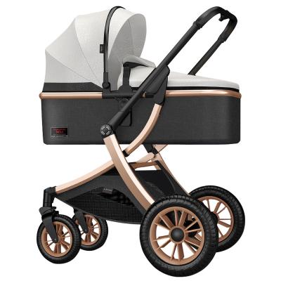 China New High Landscape View 4 Wheels Baby Stroller Luxury Pram High Stroller Design With Bassinet for sale