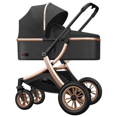 China New High Landscape View 4 Wheels Baby Stroller Luxury Pram High Stroller Design With Bassinet for sale