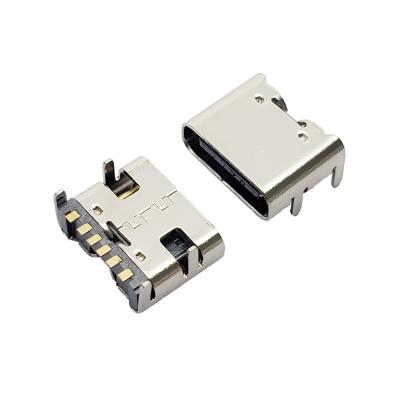 China Factory Made Type-C Female 6p Connectors Smd PCB Usb Port Connector Type C Jack for sale