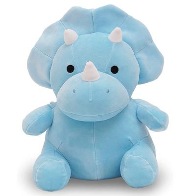 China Inspect New 10 Inch Triceratops Plush Toy Blue Dinosaur Plushie Stuffed Toy Animal Doll Gift For Boys And Girls Custom Jurassic for sale