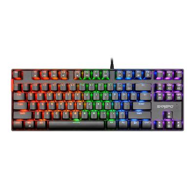 China 23 Modes Rainbow LED Light Or RGB Backlight Mode 87keys Wired Anti-Ghost RGB Full Keys Game Mechanical Keyboard For PC for sale