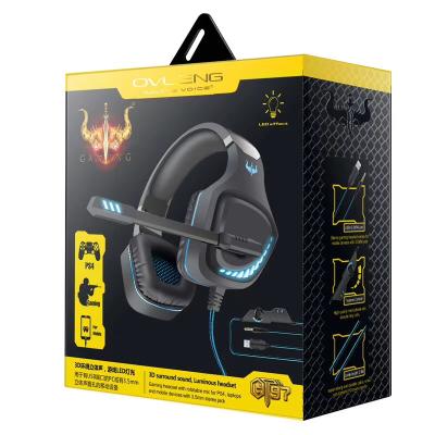 China LOW MOQ Headband Gaming Earphones With LED Lights And Mic Headsets Gamer 3.5mm USB Port For PS4 Switch Computer Laptop for sale