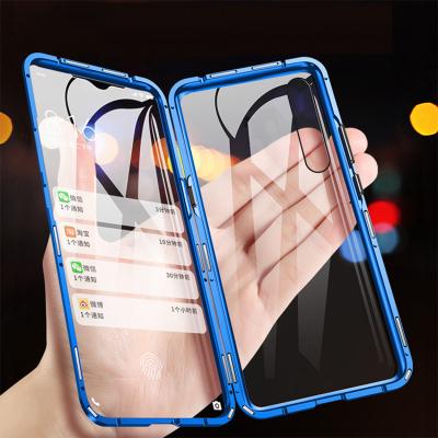 China Anti-Fall 360 Full Double Side Protective Tempered Glass-Metal Magnetic Phone Case For Phone Case Blue for sale