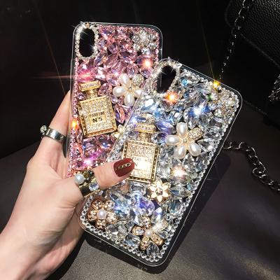 China luxury designer Bling Diamond Rhinestone Flower Case For iPhone12 11 pro max X XS max XR 6 6S 7 8 plus case pearl crystal for sale