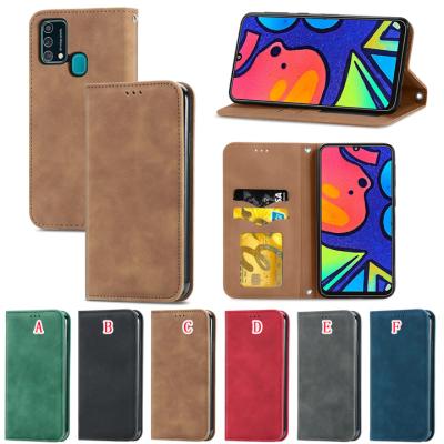 China Anti-fall Business Cards Slot Retro Matte Magnetic Flip Leather Case For M21S S21 Plus S21 Ultra A02S A12 A32 A52 A72 Wallet Cover for sale