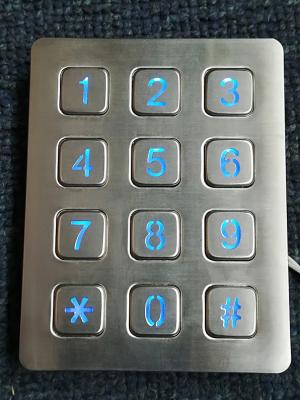 China Higher quality IP65 waterproof  access control illuminated numeric keypads with 12 keys for sale