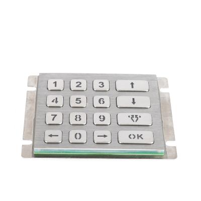 China Chinese manufacture 4X4 matrix stainless steel blue led keyboard with pin out connector for sale