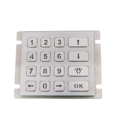 China Led lighted die cast keypad with matrix 4x4 brushed 16 metal keypad with full travel keys for sale