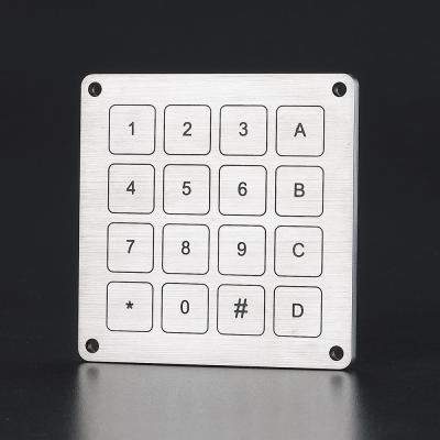 China Factory supply IP68 waterproof matrix 4X4 piezo keypad with 16 flat keys for sale