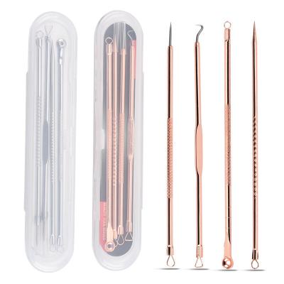 China 4pcs Acne Treatment Set Blackhead Pore Remover Tool Pimple Pin Set Double-end Acne Blemish Remover Needles for sale