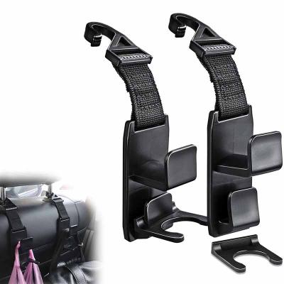 China 2pcs/set Eco-friendly Universal Car Backseat Headrest Mount Hook Feature Vehicle Bottle And Bag Multi Hanging Hook for sale